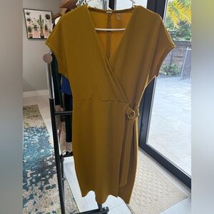 T Tahari Mustard Midi Dress